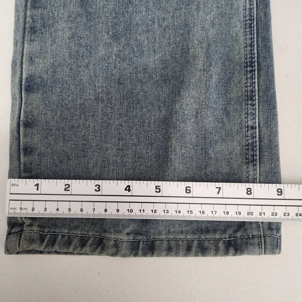 Womens Washed Blue Denim Crop Jeans XS Relaxed Fit Stretch Made In China